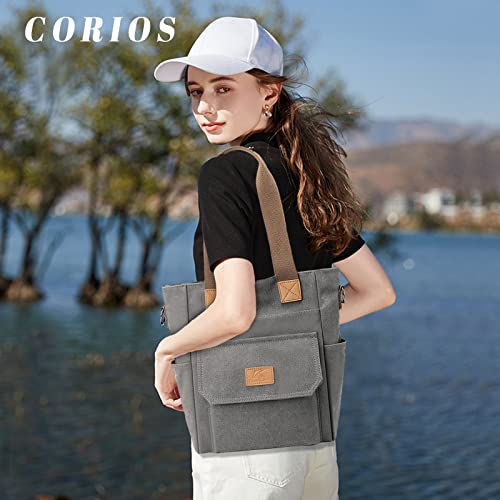 Image of CORIOS Women Handbag Canvas Shoulder Bag Casual Top Handle Bag
