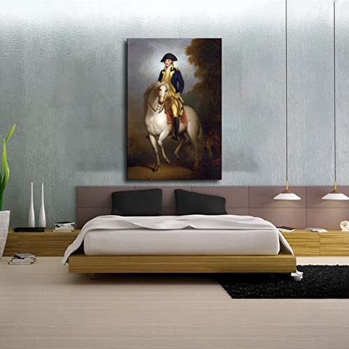 Rembrandt Peale Equestrian Portrait Of George Washington Poster Wall Art Printing Picture Wall Decor Canvas Home Decor Room Decor Painting (8X12Inch-Framed) #TOP2