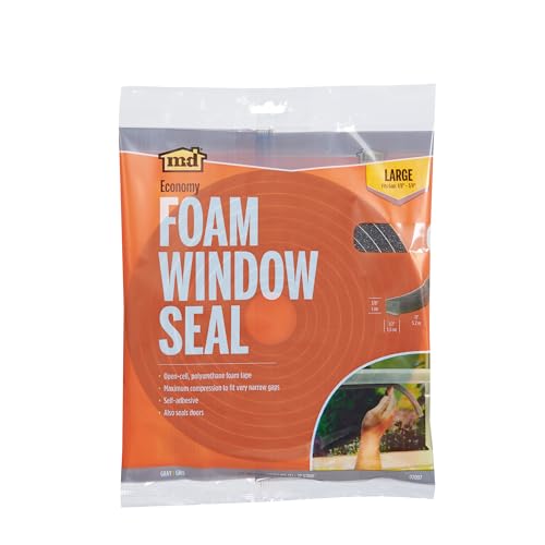 Image of M-D Building Products 02097 3 /8 in. x 1 /2 in. x 17 ft. Gray Economy Foam Window Seal for Large Gaps