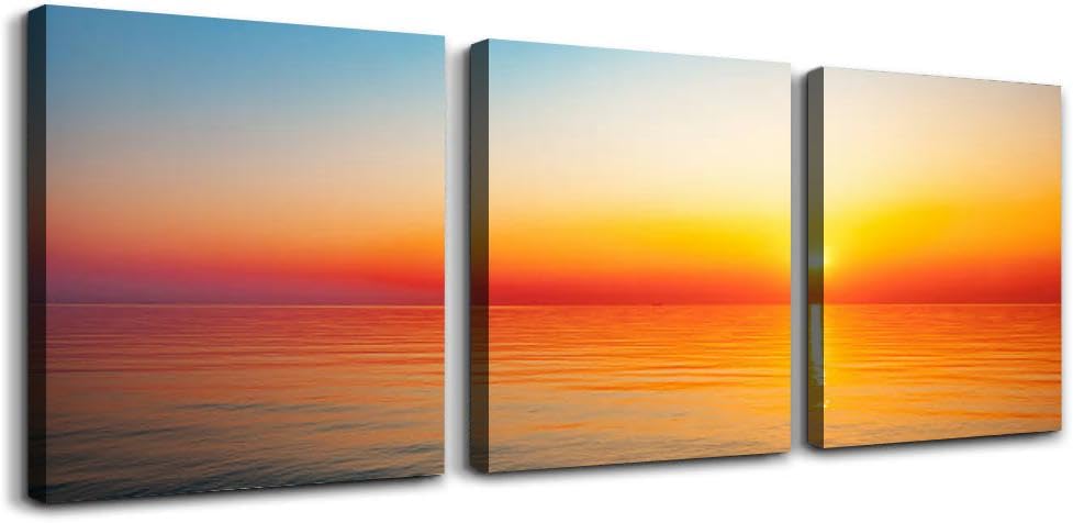 Amazon.com: Sunrise at sea 3 Piece Canvas Wall Art for Living Room