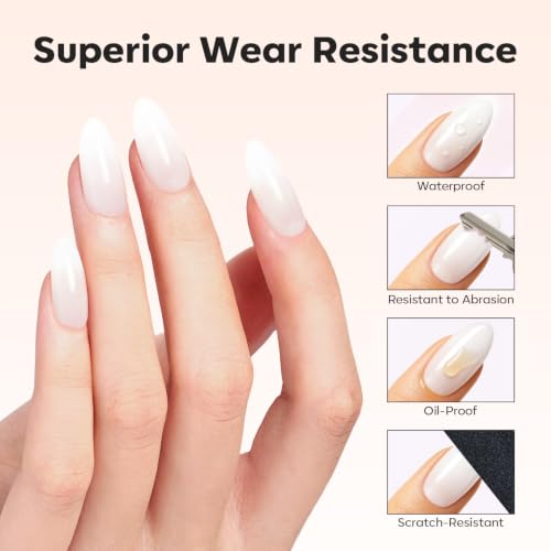 Image of modelones Milky White Builder Nail Gel and Top Coat Gel Polish in One 15ML | No Wipe Top Coat Sheer White Self Leveling Apex Buidling Ultra Glossy Long Lasting U V Cure Manicure