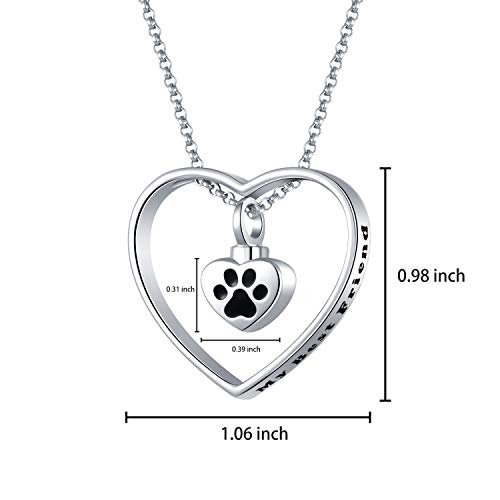 image for JXJL Memorial Heart Cremation Urn Necklace for Ashes Keepsake S925 Ste