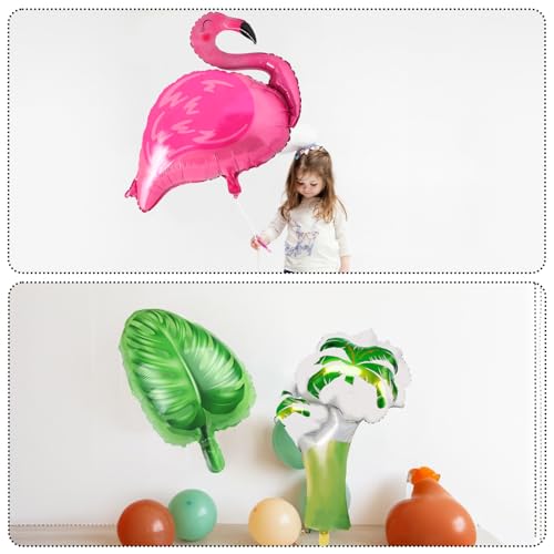 Image of Tropical Balloon Hawaiian Balloons Party Decorations Flamingo Pineapple Coconut Tree Monstera Leaf Mylar Foil Balloon Luau Summer Helium Balloons for Birthday Hawaii Aloha Beach Pool Party Decorations