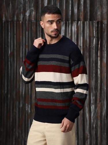 Image of High Star Men Acrylic Knitted Regular fit Round Neck Full Sleeves Sweaters 30