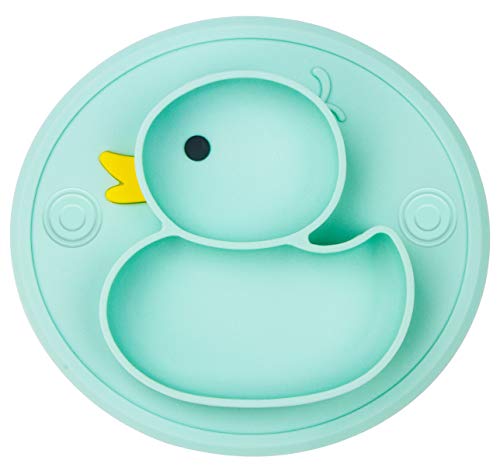 Baby Plate Silicone Toddler Plates Suction Placemat Divided Duck Dishes for Kids