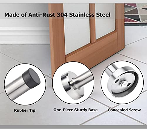 Stainless Steel Door Stopper With Sound Dampening Rubber Bumper，Wall Mount Door Stop, Contemporary Safety Door Holder With Hardware Screws, Brushed Finish, 3.5 Inch In Height (32 Pcs)… #TOP1