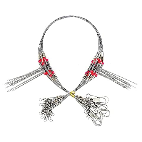 su-luoyu 10 Stücke Stahlvorfächer Edelstahl Stahlvorfach Knotbare 49m Lang Vorfächer Stahl Angeln Vorfach Hecht Cover