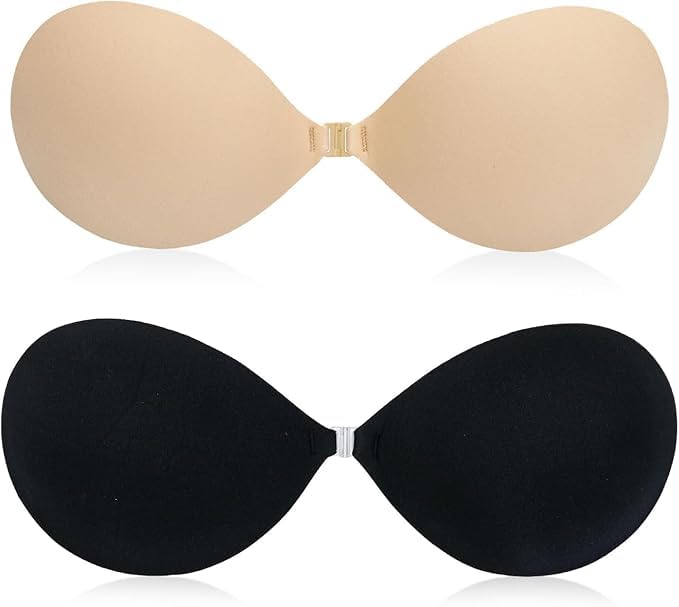 2 Pcs Sticky Push Up Bra for Women | Strapless Invisible Bra with Strong Silicone Adhesive | Reusable Free Size Backless Bra for Women | Stick on for Backless Dress.