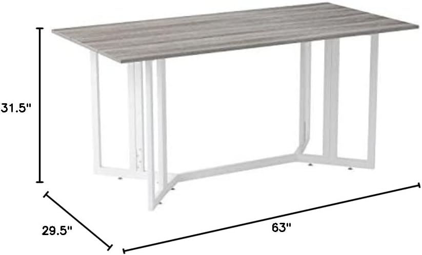 SEI Furniture Driness Drop Leaf Console to Dining Convertible Table, Weathered Gray, White