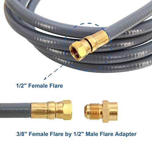 12 Feet 1/2-Inch Natural Gas Hose With Quick Connect Fitting For Bbq, Grill, Pizza Oven, Patio Heater And More Ng Appliance, Propane To Natural Gas Conversion Kit - Csa Certified #TOP3