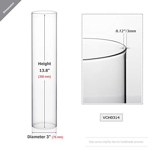 Wgvi Hurricane Candle Holder Sleeve, Wide 3", Height 14", 2 Pieces, Clear Glass Cylinder Open Both Ends, Chimney Shade Tube (Hst0314_2Pc) #TOP1