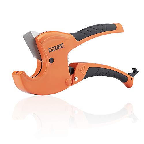 BAiSHITE Pipe PVC Cutter,Ratchet-type Pipe Cutter with Stainless Blade, One-hand Fast Pipes Cutting Tool, for Cutting 1-5/8"PVC PPR PE PEX Plumbing and Hoses Pipes