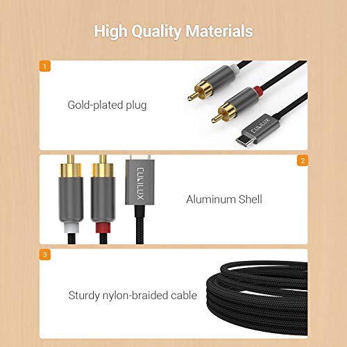 Cable USB C a RCA con conectores chapados en oro para máxima durabilidad acústica 5