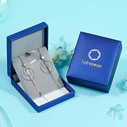 Lydreewam Long Drop Earrings for Women 925 Sterling Silver Dangle Earrings with Hollow Circle & 3A Cubic Zirconia, Gift Box Packed