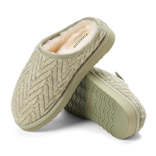Image of Fireside by Dearfoams Women's Greta Genuine Shearling Clog Slippers, 100% Natural Suede Clogs for Outdoor & Indoor