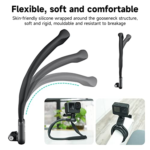 TELESIN SE Neck Mount Flexible POV Holder for GoPro Hero 13/1211/10/9/8/7/6/5, DJI Action 6/5/4 Osmo 360 Nano, Insta360 - Image 2