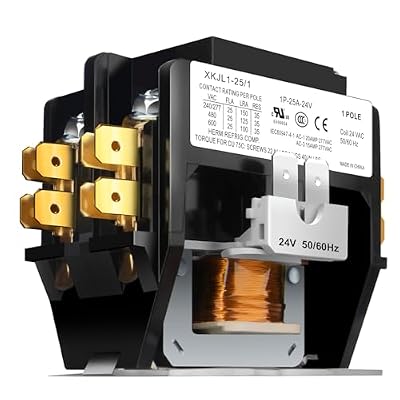 HVAC Contactor, 25 Amp Single Pole / 1 Pole Contactor 24V Coil AC Contactor, Air Conditioner Condenser Compressor Contactor AC Definite Purpose Contactor, UL Listed