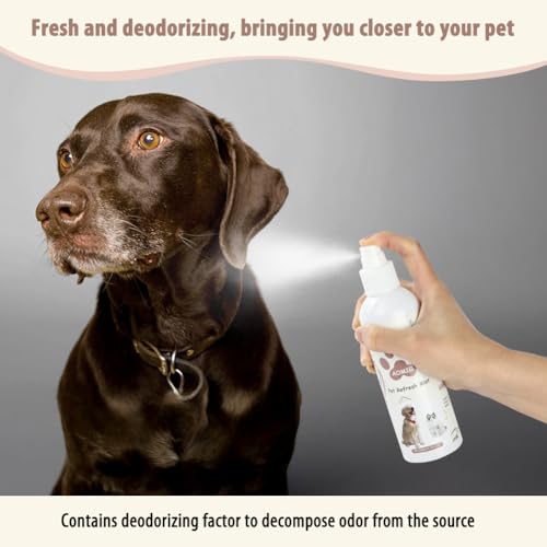 Aomig Hundeparfüm Gegen Geruch Fellpflege Hund Pfirsichparfüm Katze Fellpflegespray für Hunde Geruchsentferner Katze Fellpflege Pflegt Langzeit Deospray Geruchsneutralisierer Hundeparfüm Spray (200ml)