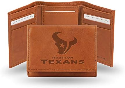 NFL Rico Industries Embossed Leather Trifold Wallet, Houston Texans, 3.25 x 4.25 inches