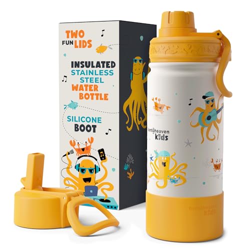 Bentoheaven Kids Water Bottle Stainless Steel for Boys & Girls, Orange