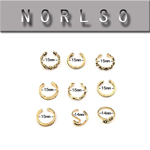 Norlso 9 Pcs Open Toe Rings Set Adjustable Ring Wave Pattern Ring Summer Beach Foot Jewelry For Women (Gold) #TOP3