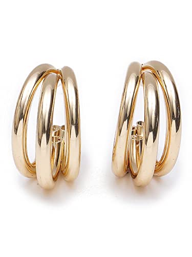 Image of Bohey by KARATCART Gold-Toned Classic Half Hoop Earrings for Women