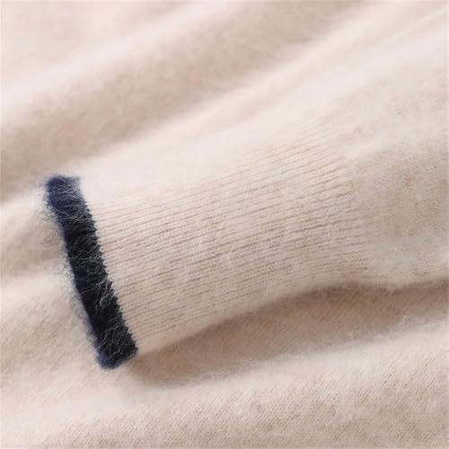 Men's Sweater Cashmere V-Neck Knitted Pullover Tops Casual Warm Thick Dress Sweater Beige M4