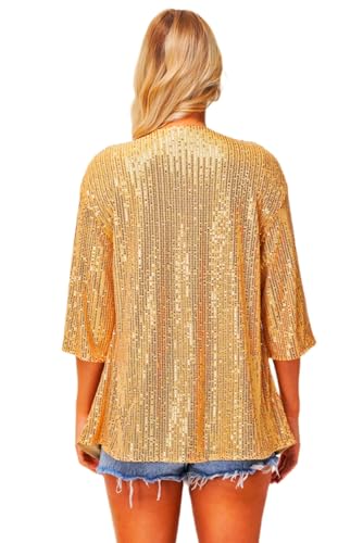 Women's Sequin Cardigan Casual 3/4 Sleeve Shinny Coat Open Front Sparkle Outwear Party Evening Glitter Cardigans2