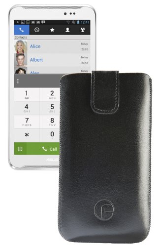 Original Favory ® Etui Tasche für / Asus Fonepad Note 6 / Leder Etui Handytasche Ledertasche Schutzhülle Hülle Hülle *Lasche mit Rückzugfunktion* In Schwarz