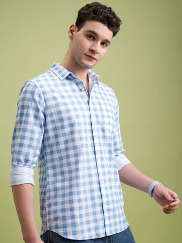 Image of Highlander Men's Slim Fit Checks Shirt | Full Sleeves | Regular Collar | Casual Shirts for Men