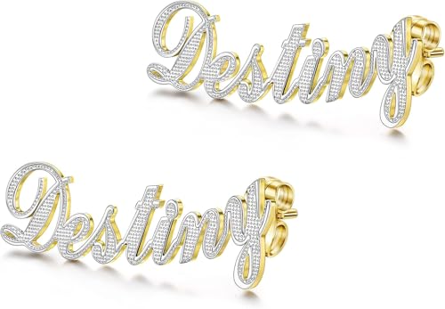 Name Stud Earrings, Personalized for Women, Custom Name Earring Studs Customize Earrings Jewelry...