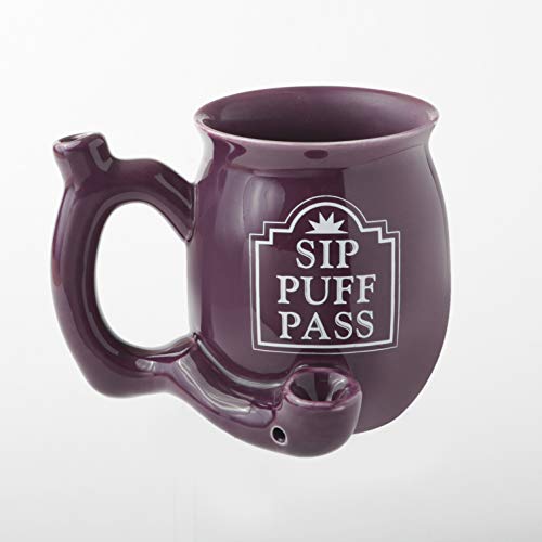 FASHIONCRAFT Sip Puff Pass Mug - Purple with White Letters