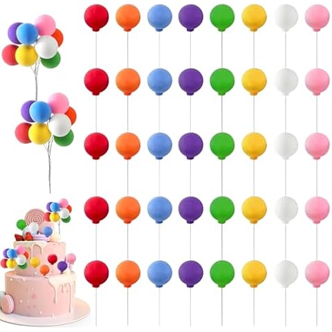 40 Pcs Colourful Mini Balloon Cake Toppers Cover