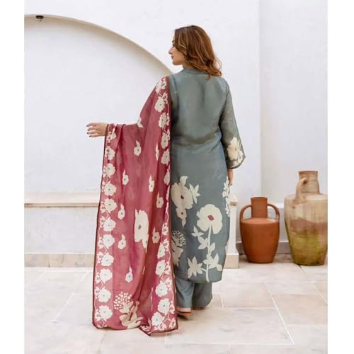 Image of ANNI Designer Viscose Blend Kurta for Women | Kurti Set Woman | Kurta with Pant & Dupatta | Printed Straight Suit | Ethnic Indian Outfit Office Casual Traditional Clothing Fashion Style