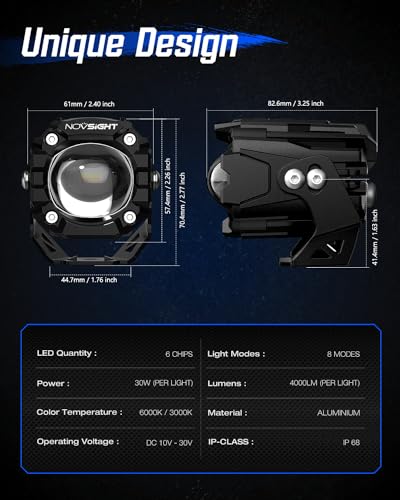 NOVSIGHT 2 Inch Motorcycle Auxiliary Lights