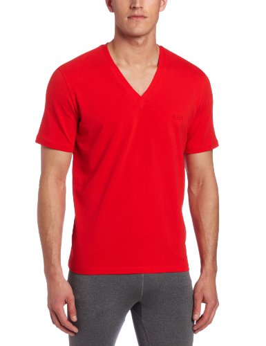 HUGO BOSS Men's Short Sleeve V-Neck Lounge Shirt, Red, Medium