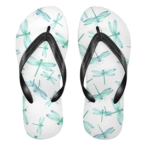 Burbuja Teal Dragonflies Flip Flops for Women Men, Soft Thong Sandals Rubber Slippers for Pool Beach Essentials
