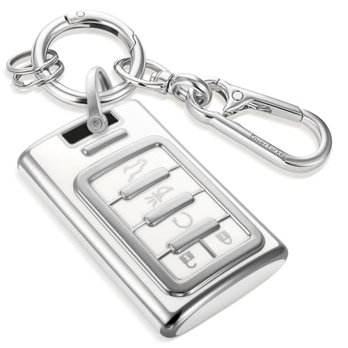 Image of for Cadillac Key Fob Cover with Upgraded Anti Loss Durable Metal Keychain, Fashionable Soft Case for Escalade ATS XTS SRX CTS ELR STS DTS (SUV Only) Key (Silver, C1)