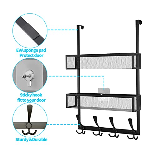 image for Kaiferty Over The Door Hooks Organizer,Coat Rack with 12 Hooks and 2 M