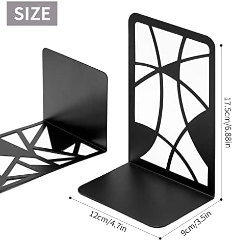 Aynaxcol Book Ends, Heavy Duty Metal Book End Holder for Shelves Tree Design Book Holder Decorative Book Stopper for Office, Home, School, Library, 3 Pair Black. (Rectangular Forms)
