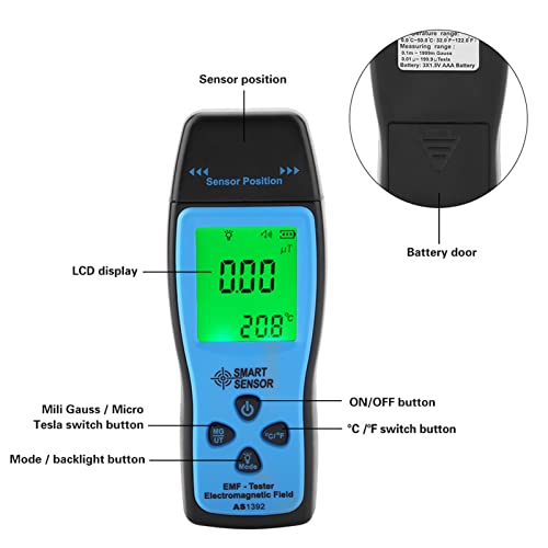 Medidor EMF digital detector electromagnético LCD miniatura 4