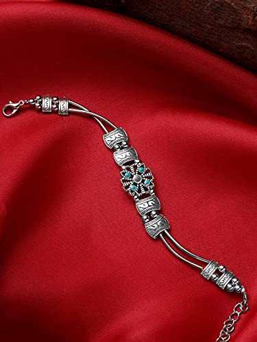 Oxidised Ethnic Charm Bracelet, Unique Design