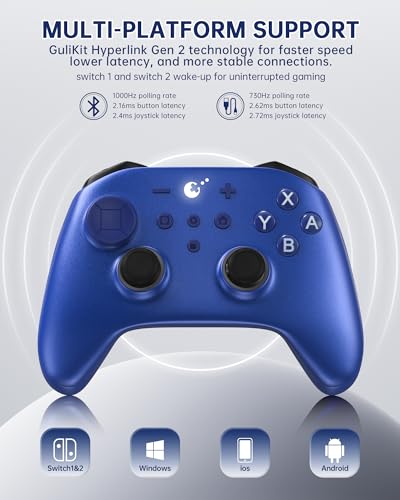 Image of GuliKit TT MAX Wireless Controller (Blue)-720 TMR Joystick, 950mAh