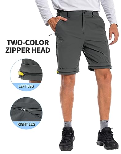 Pioneer Camp Men\'s Outdoor Convertible Hiking Pants Waterproof Quick Dry Fishing Pant Zip Off Work Trousers（Grey,L） - Thumbnail 3