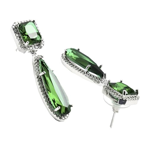 Teardrop Shaped Drop Earrings with American Diamond Studding