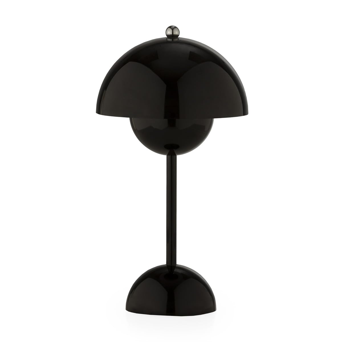 Lampe de table nomade au design chrome et noir géométrie 16x16x29 cm