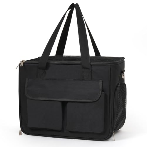 SMOUATOU Cat Carrier, Dog Carrier, Cat Bag Carrier, Cat Travel Carrier, Soft-Sided and Scratch-Proof mesh Cat Bag Pet Carriers (Black)
