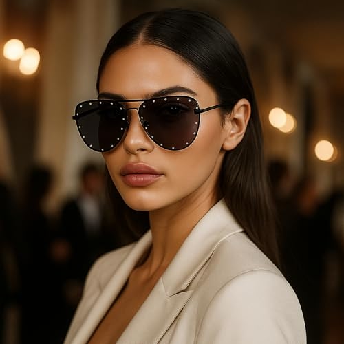 Diamond Rhinestone Sunglasses Ladies Fashion Gradient Metal Pilot Sunglasses for Women Outdoor Sunscreen Sun Glasses2