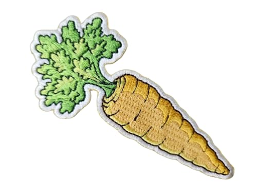 3.5' Carrot Iron On Patch - Embroidered Vegetable Carrots Applique Appliques Iron On Sew On Patches for Holes, Clothing, Jeans, Hat, Backpacks, Clothes