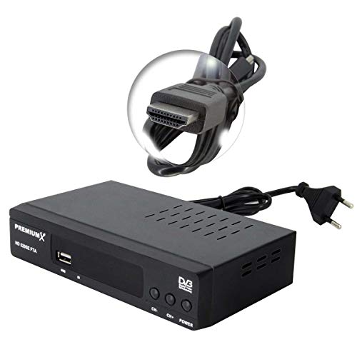 PremiumX Satelliten-Receiver HD 520SE FTA Digital SAT TV Receiver DVB-S2 FullHD HDMI SCART 2X USB Multimedia-Player, Astra Hotbird vorprogrammiert
